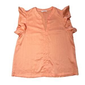 Annie Wear Ruffle Sleeve Peach Flowy Tunic Shirt Medium NEW